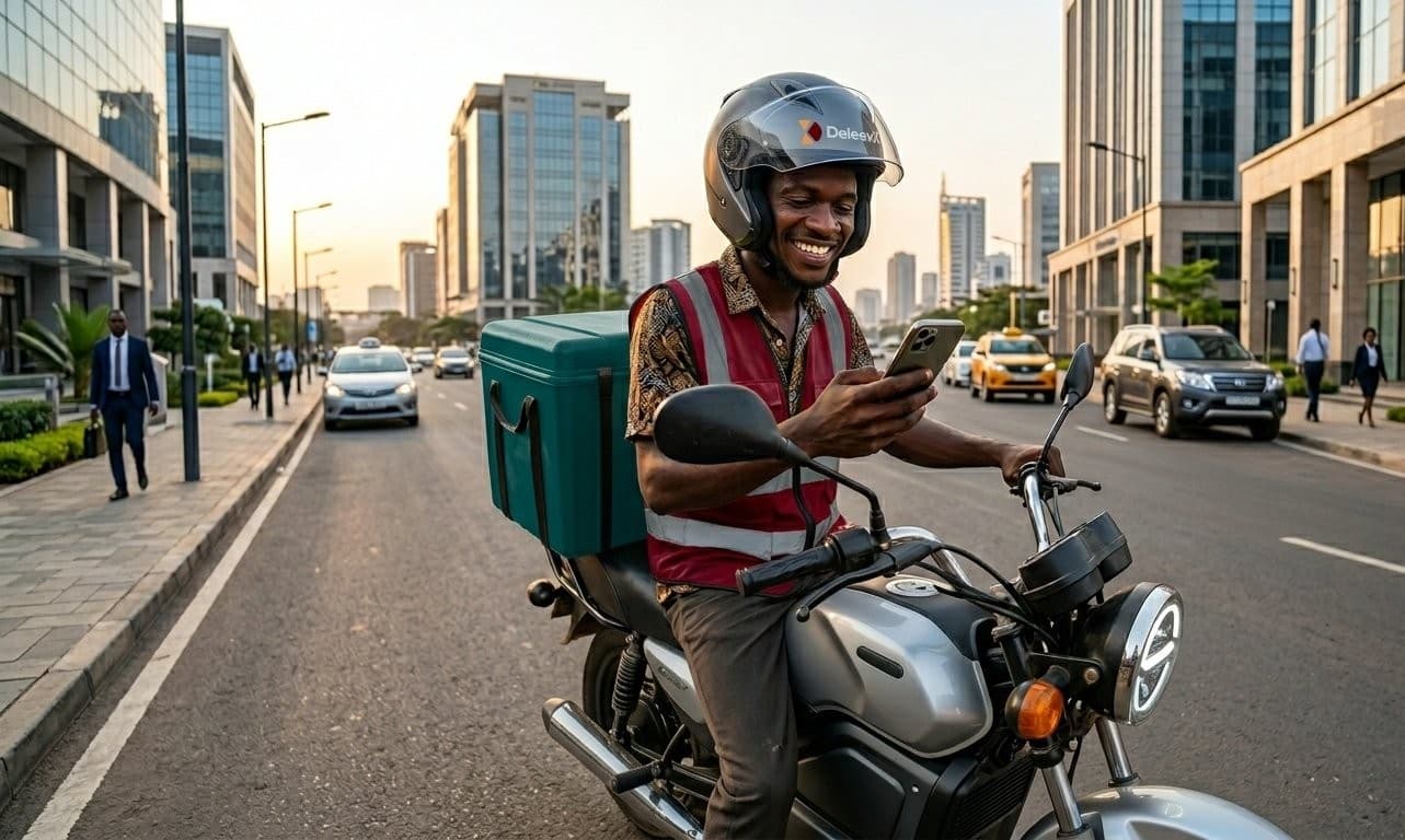 DeleevX driver on motorcycle